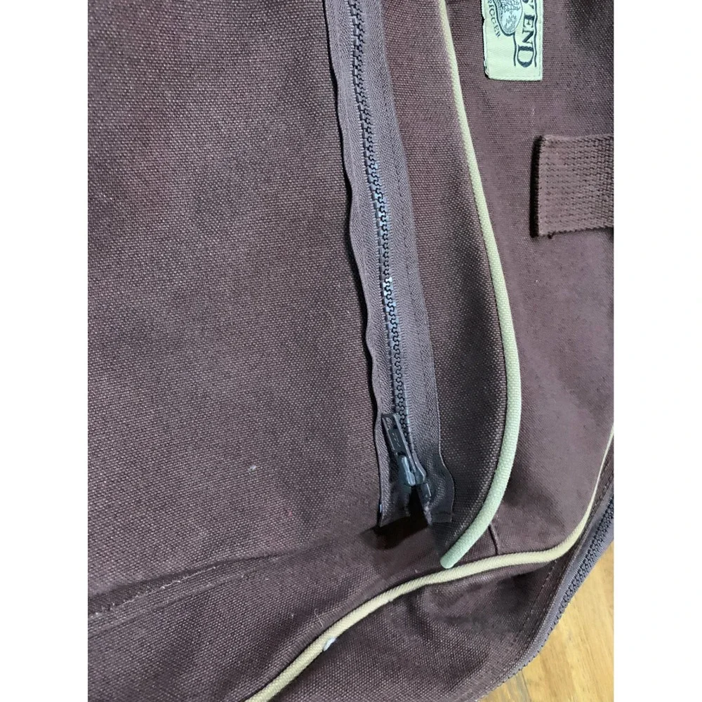 Lands End Square Rigger Garment Bag Brown Canvas Vintage Retro Travel Minimalist